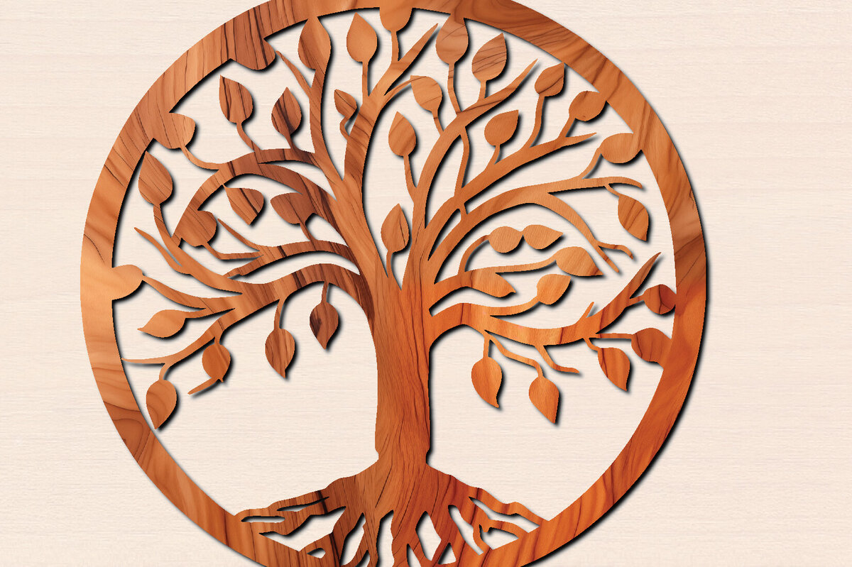 Σετ των 2 Intra απο ξύλο plywood 3mm-4mm πάχος – Αρχείο κοπής δέντρου με λέιζερ Δίασταση  20x20 cm INTRAFABR-100570346