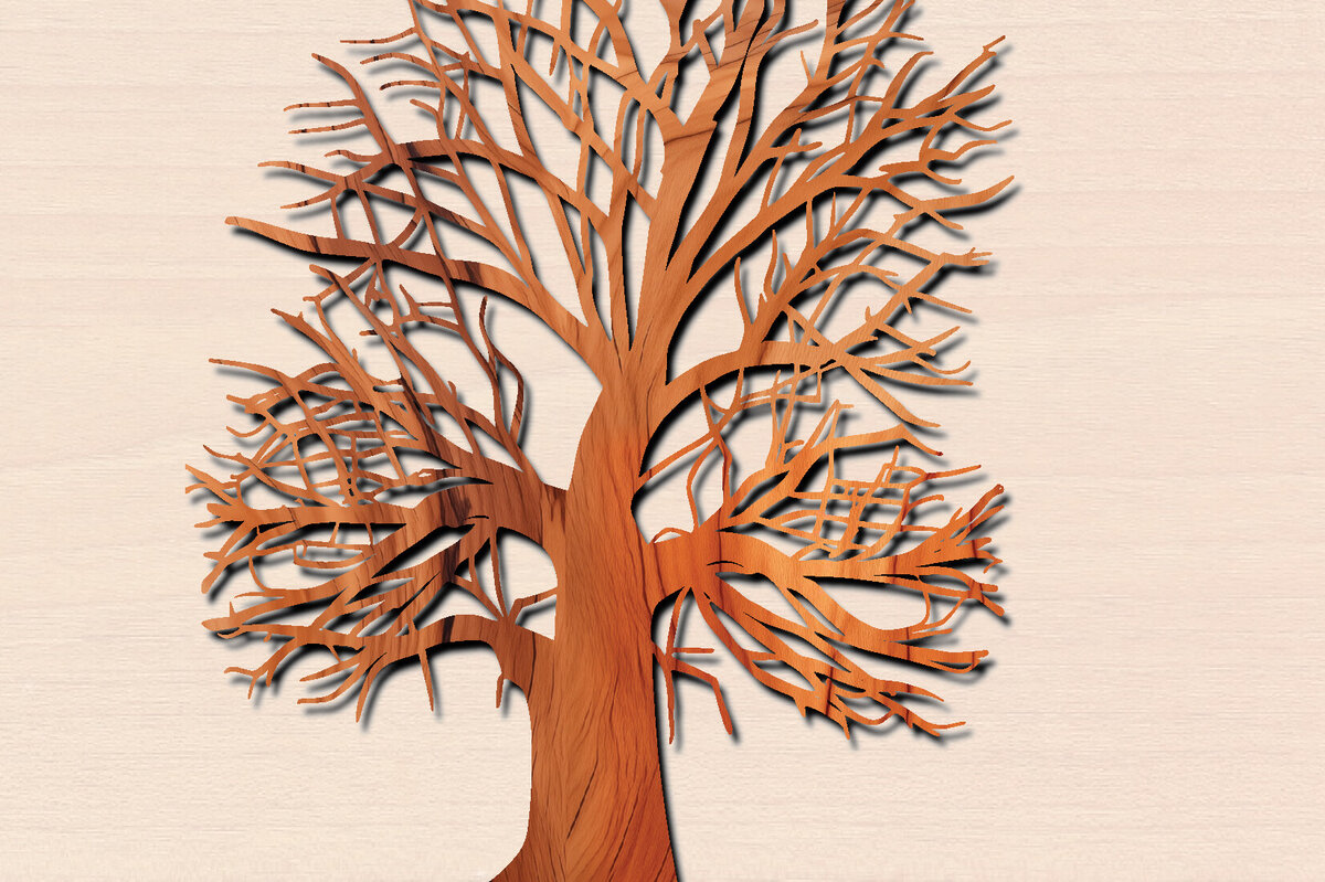 Σετ των 2 Intra απο ξύλο plywood 3mm-4mm πάχος – Αρχείο κοπής δέντρου με λέιζερ Δίασταση  20x20 cm INTRAFABR-100570388