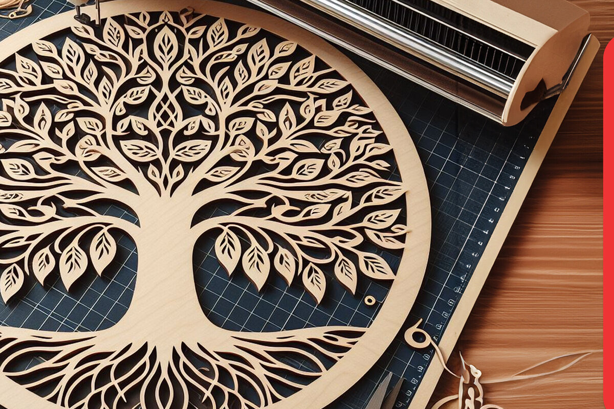 Σετ των 2 Intra απο ξύλο plywood 3mm-4mm πάχος – Αρχείο κοπής δέντρου με λέιζερ Δίασταση  20x20 cm INTRAFABR-96793378