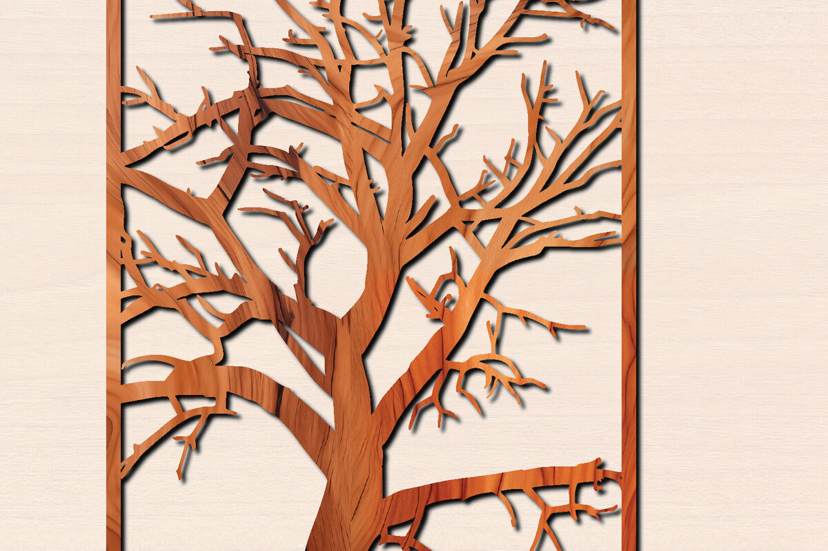 Σετ των 2 Intra απο ξύλο plywood 3mm-4mm πάχος – Αρχείο κοπής δέντρου με λέιζερ Δίασταση  20x20 cm INTRAFABR-100569317