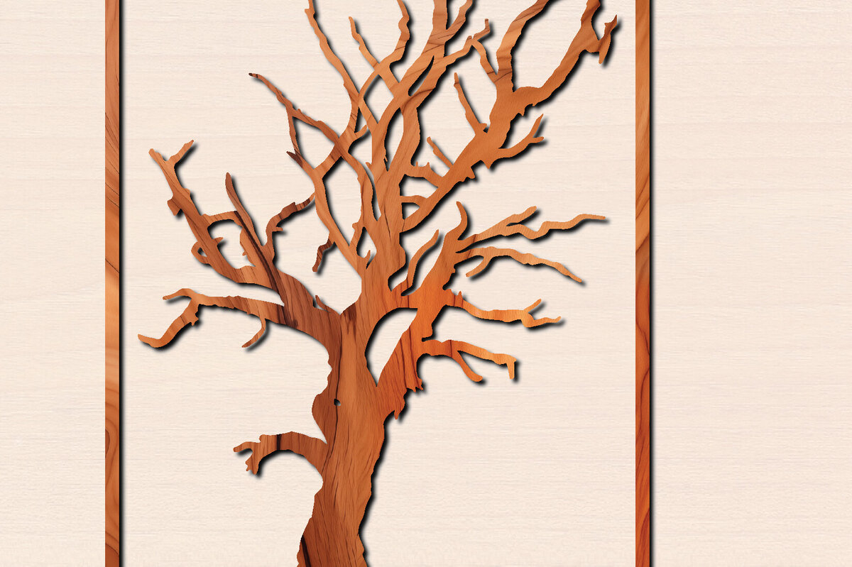 Σετ των 2 Intra απο ξύλο plywood 3mm-4mm πάχος – Αρχείο κοπής δέντρου με λέιζερ Δίασταση  20x20 cm INTRAFABR-100569437