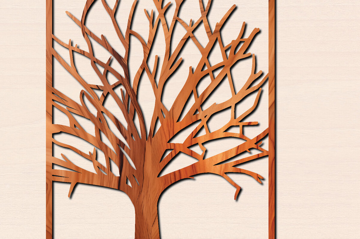 Σετ των 2 Intra απο ξύλο plywood 3mm-4mm πάχος – Αρχείο κοπής δέντρου με λέιζερ Δίασταση  20x20 cm INTRAFABR-100569587