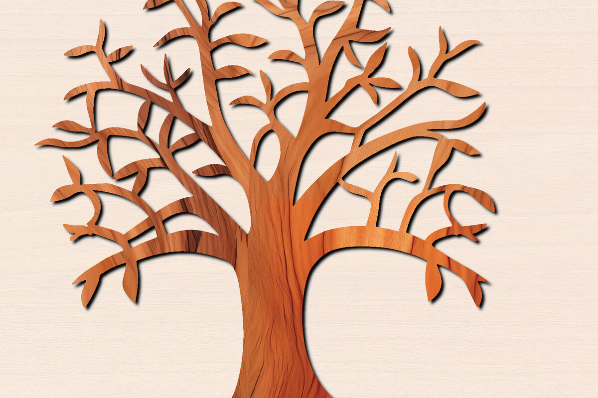 Σετ των 2 Intra απο ξύλο plywood 3mm-4mm πάχος – Αρχείο κοπής δέντρου με λέιζερ Δίασταση  20x20 cm INTRAFABR-100569730