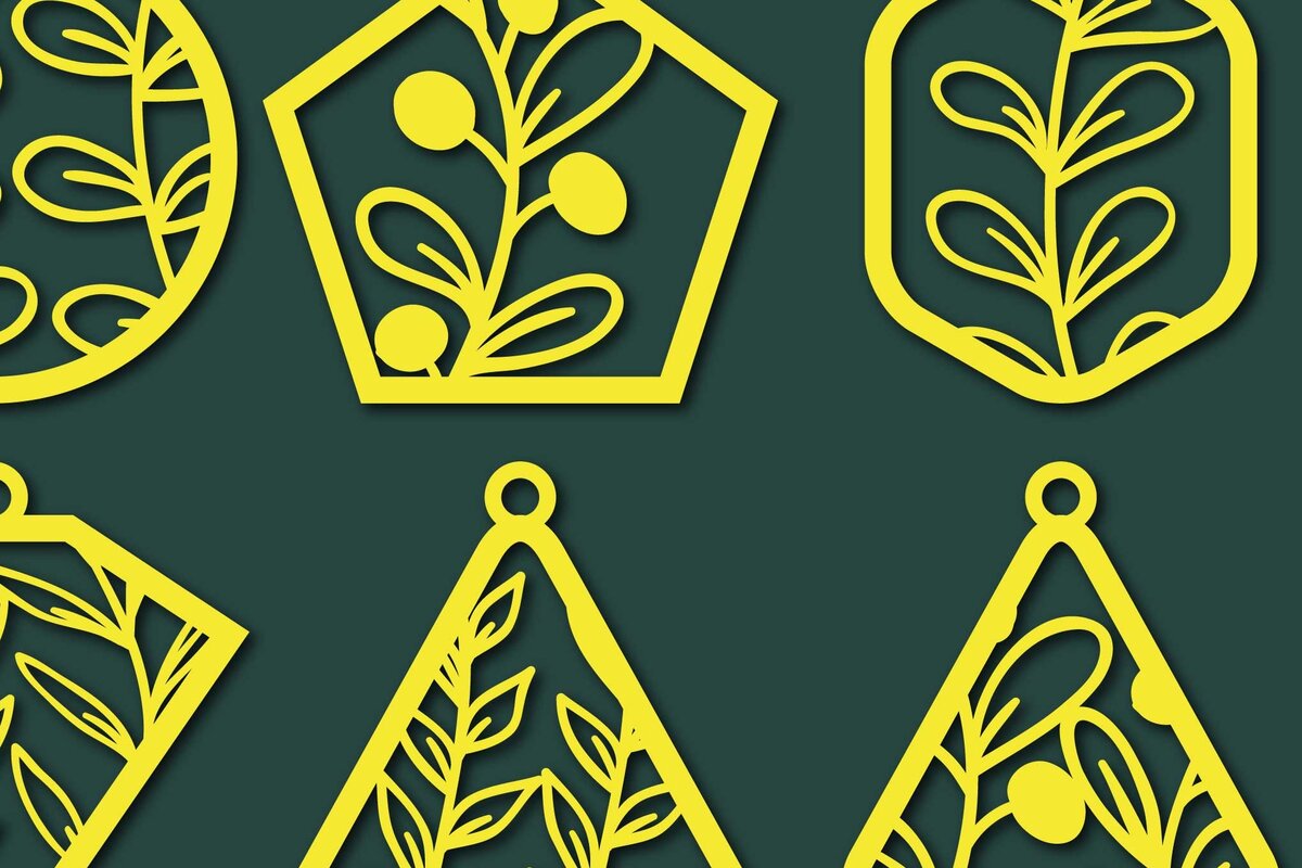 Σετ των 3 Intra απο ξύλο plywood 3mm-4mm πάχος – Σκουλαρίκι με φύλλα δέντρου Δέσμη κοπής με λέιζερ Δίασταση  5x5 cm INTRAFABR-65539274