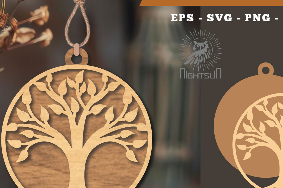 Σετ των 2 Intra απο ξύλο plywood 3mm-4mm πάχος – Στολίδι Tree Life3 Δίασταση  20x20 cm INTRAFABR-113541787