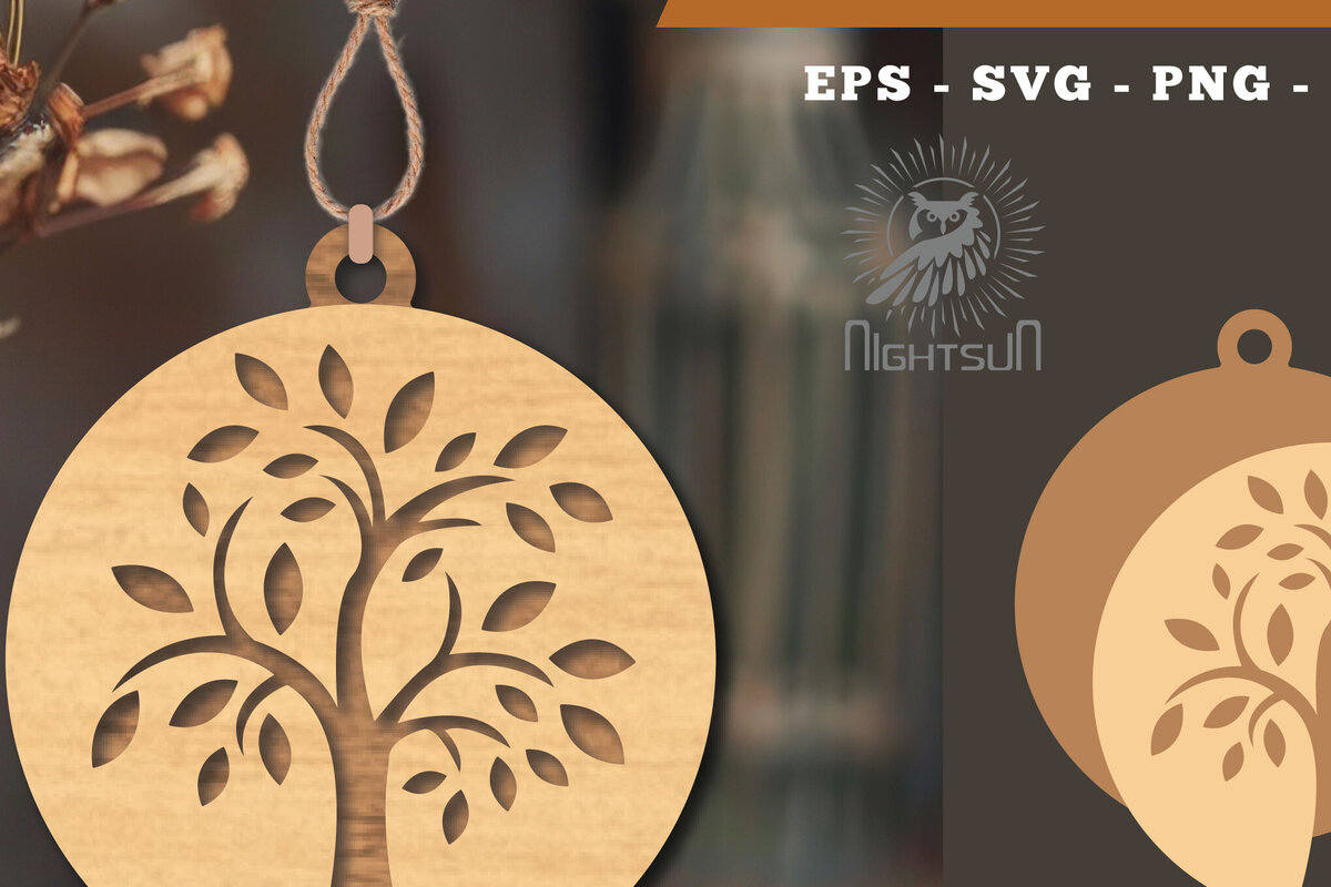 Σετ των 2 Intra απο ξύλο plywood 3mm-4mm πάχος – Στολίδι Tree Life6 Δίασταση  20x20 cm INTRAFABR-113541945