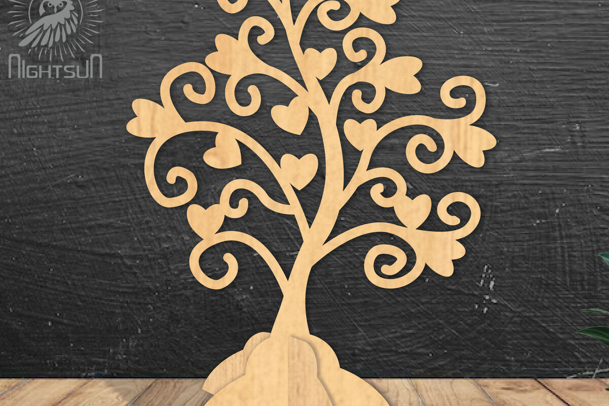 Σετ των 2 Intra απο ξύλο plywood 3mm-4mm πάχος – Διακόσμηση σπιτιού Tree Love1 Δίασταση  20x20 cm INTRAFABR-114306127