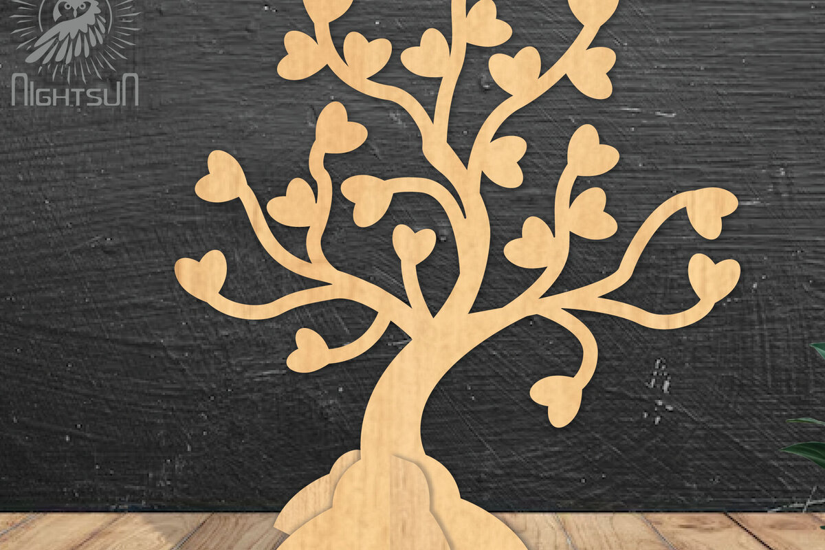 Σετ των 2 Intra απο ξύλο plywood 3mm-4mm πάχος – Διακόσμηση σπιτιού Tree Love2 Δίασταση  20x20 cm INTRAFABR-114306162