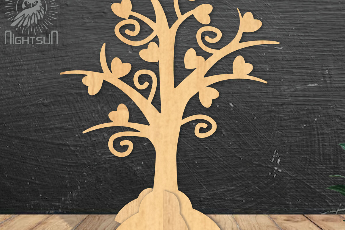 Σετ των 2 Intra απο ξύλο plywood 3mm-4mm πάχος – Διακόσμηση σπιτιού Tree Love4 Δίασταση  20x20 cm INTRAFABR-114306211