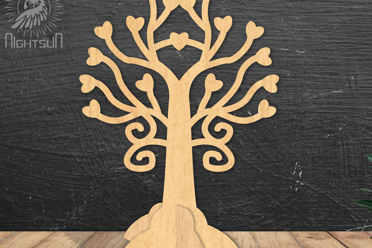 Σετ των 2 Intra απο ξύλο plywood 3mm-4mm πάχος – Διακόσμηση σπιτιού Tree Love5 Δίασταση  20x20 cm INTRAFABR-114306243