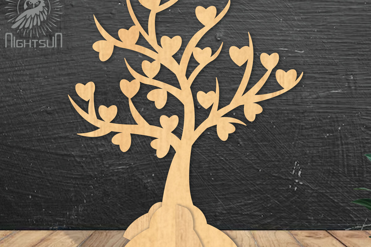 Σετ των 2 Intra απο ξύλο plywood 3mm-4mm πάχος – Διακόσμηση σπιτιού Tree Love6 Δίασταση  20x20 cm INTRAFABR-114306285