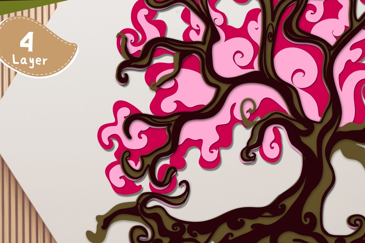 Σετ των 2 Intra απο ξύλο plywood 3mm-4mm πάχος – Tree Multilayer 3D Δίασταση  20x20 cm INTRAFABR-96447213