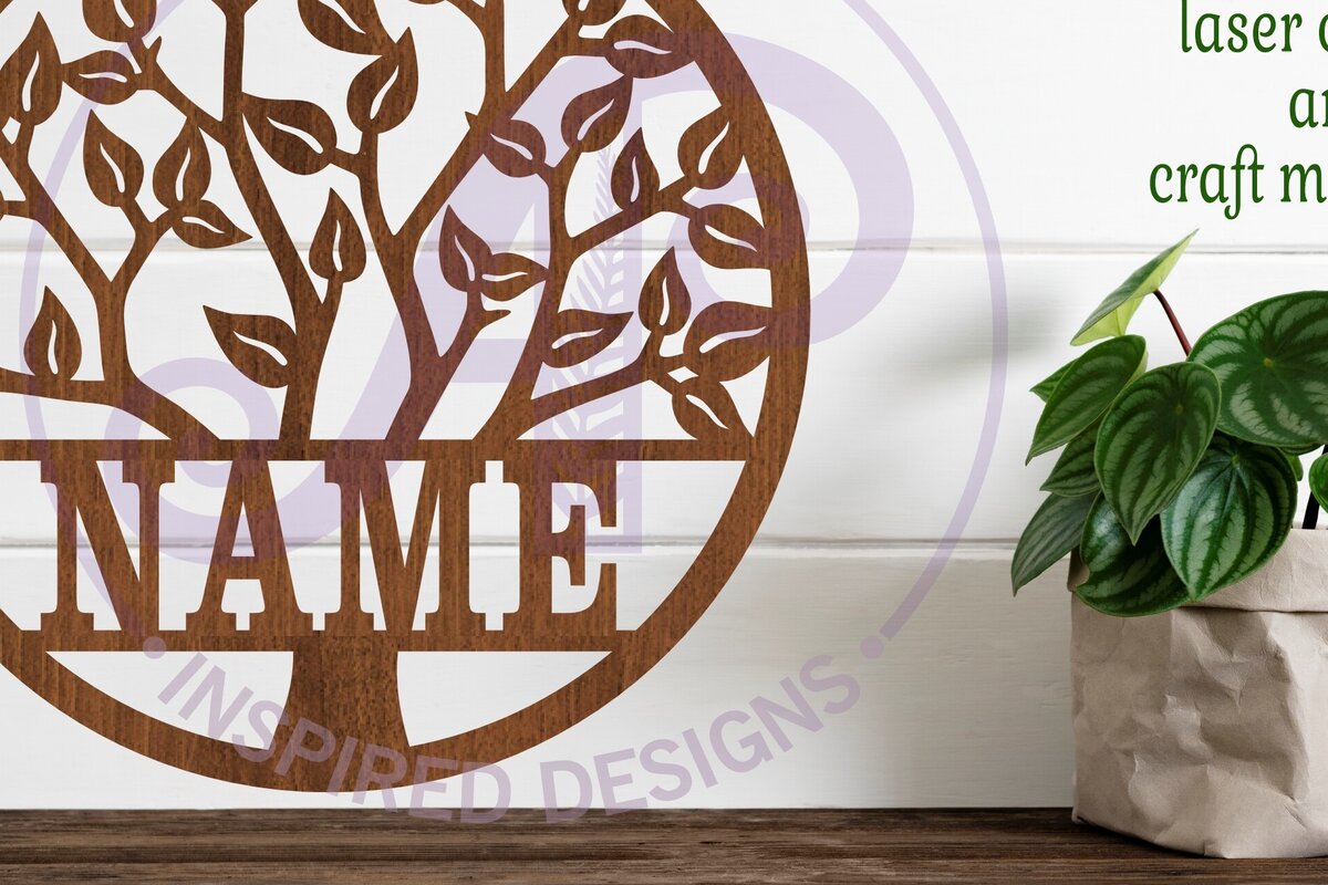 Σετ των 2 Intra απο ξύλο plywood 3mm-4mm πάχος – Σημάδι ονόματος δέντρου Laser Δίασταση  20x20 cm INTRAFABR-102624749