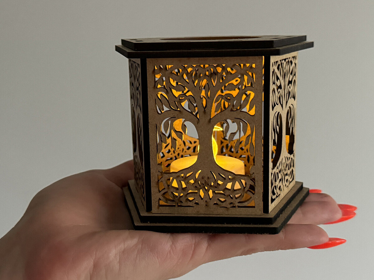 Σετ των 2 Intra απο ξύλο plywood 3mm-4mm πάχος – Κηροπήγιο Tree of Life Δίασταση  20x20 cm INTRAFABR-106178085