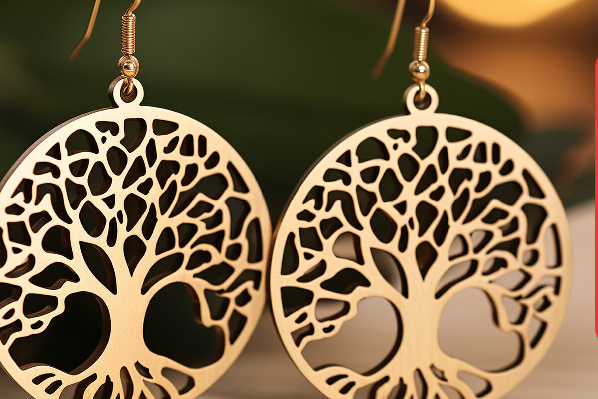 Σετ των 3 Intra απο ξύλο plywood 3mm-4mm πάχος – Αρχείο κοπής με λέιζερ σκουλαρίκι Tree of Life Δίασταση  5x5 cm INTRAFABR-90347993