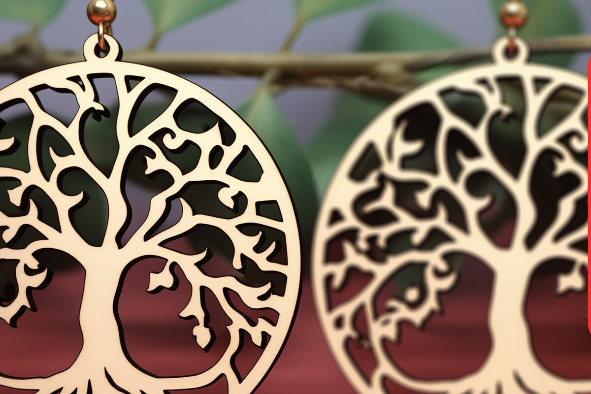 Σετ των 3 Intra απο ξύλο plywood 3mm-4mm πάχος – Αρχείο κοπής με λέιζερ σκουλαρίκι Tree of Life Δίασταση  5x5 cm INTRAFABR-90348959