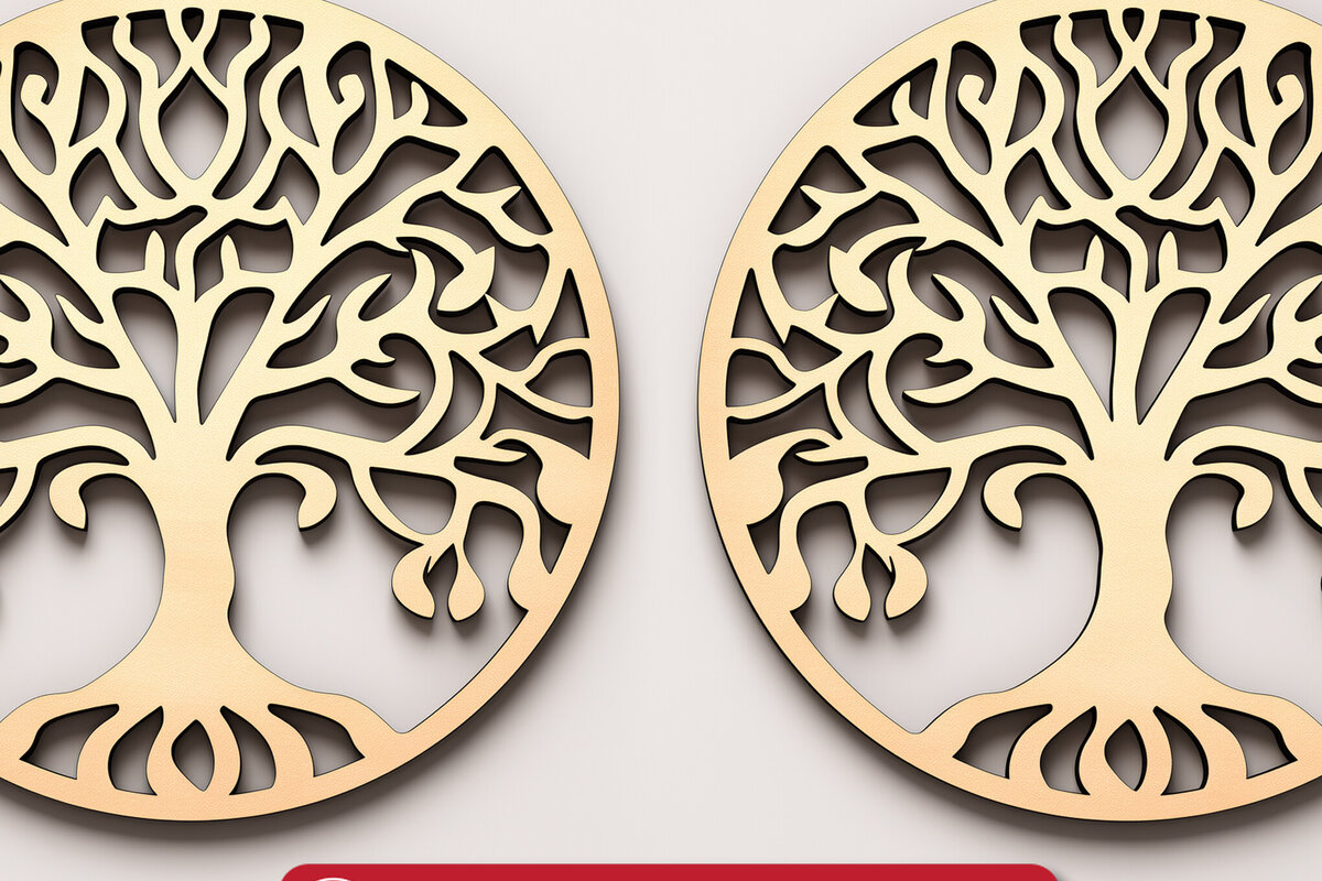 Σετ των 3 Intra απο ξύλο plywood 3mm-4mm πάχος – Αρχείο κοπής με λέιζερ σκουλαρίκι Tree of Life Δίασταση  5x5 cm INTRAFABR-90349235