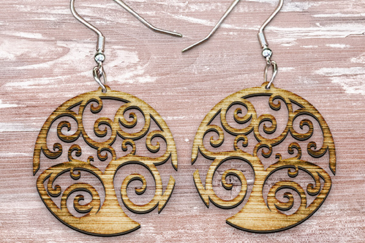 Σετ των 3 Intra απο ξύλο plywood 3mm-4mm πάχος – Σκουλαρίκια Tree of Life. Δίασταση  5x5 cm INTRAFABR-119347532