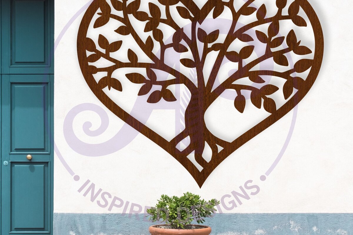 Σετ των 2 Intra απο ξύλο plywood 3mm-4mm πάχος – Τοίχο καρδιών δέντρου ζωής, αρχείο. Δίασταση  20x20 cm INTRAFABR-124664392