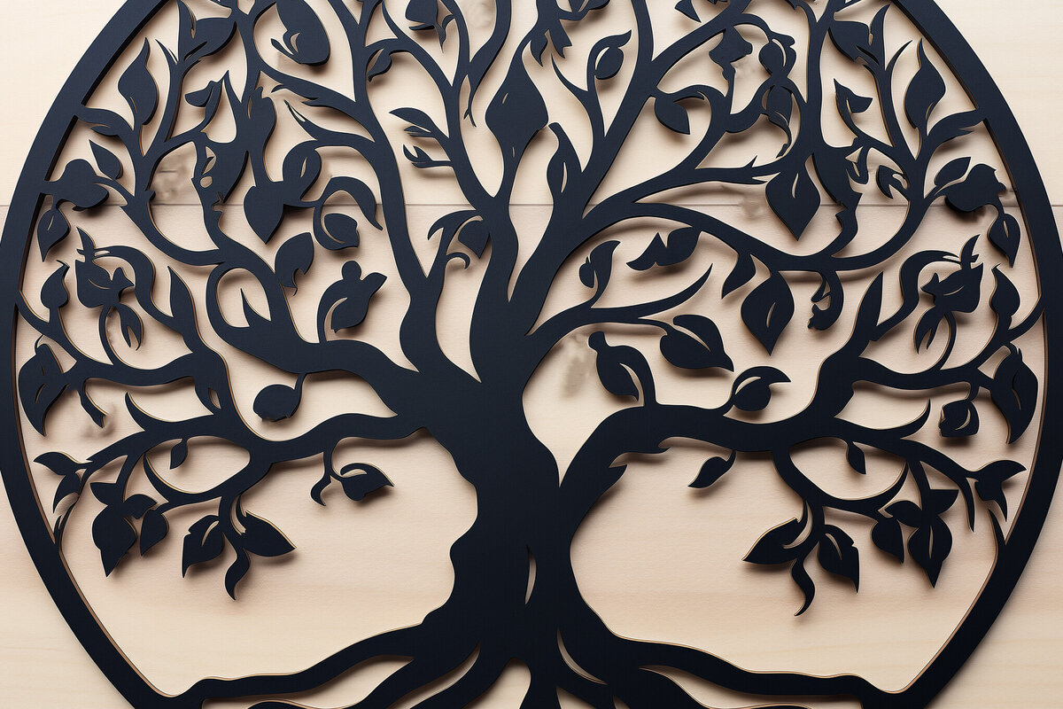 Σετ των 2 Intra απο ξύλο plywood 3mm-4mm πάχος – Αρχείο κοπής με λέιζερ Tree of Life Δίασταση  20x20 cm INTRAFABR-90831856