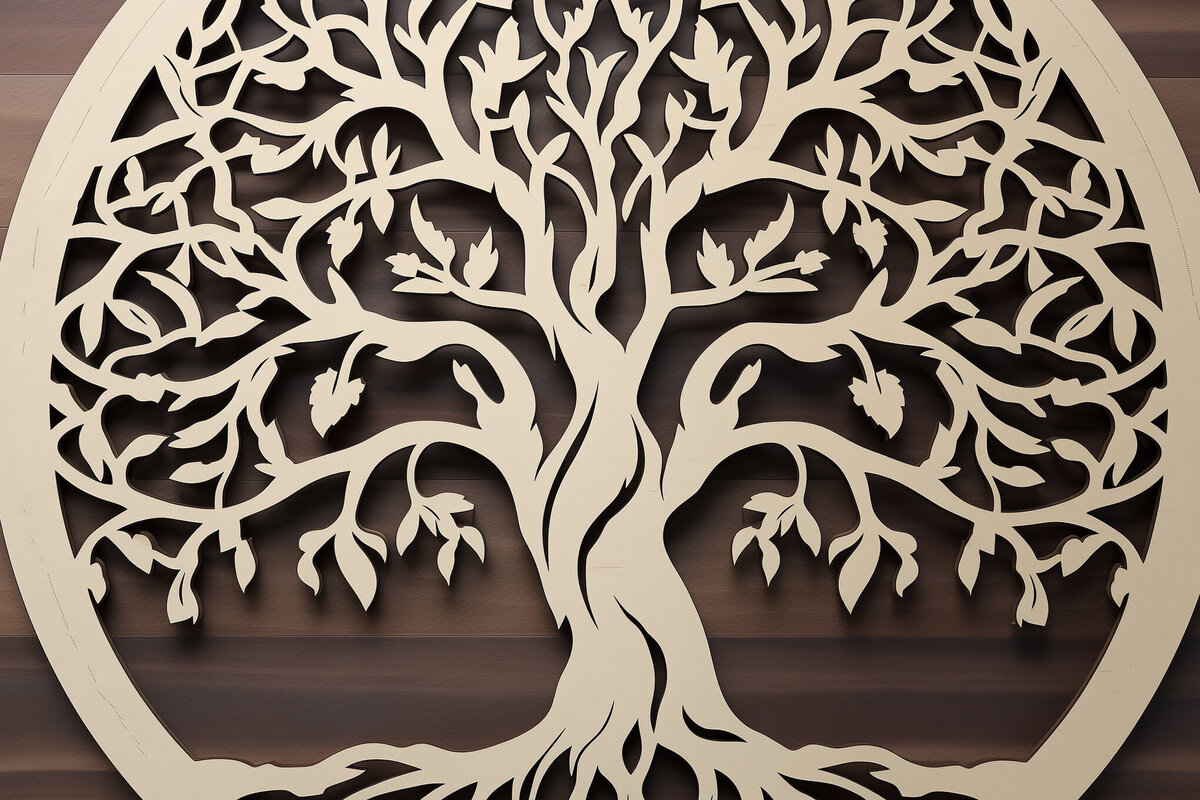 Σετ των 2 Intra απο ξύλο plywood 3mm-4mm πάχος – Αρχείο κοπής με λέιζερ Tree of Life Δίασταση  20x20 cm INTRAFABR-90833718