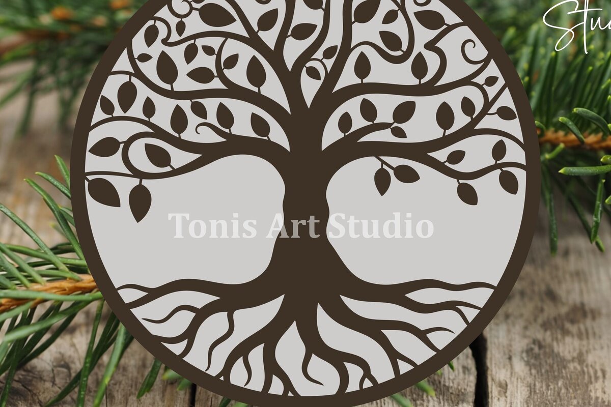 Σετ των 2 Intra απο ξύλο plywood 3mm-4mm πάχος – Αρχείο κοπής με λέιζερ Tree of Life PNG DXF Δίασταση  20x20 cm INTRAFABR-119552699