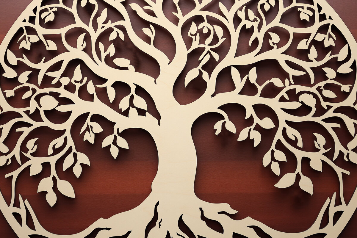 Σετ των 2 Intra απο ξύλο plywood 3mm-4mm πάχος – Αρχείο κοπής με λέιζερ Tree of Life Δίασταση  20x20 cm INTRAFABR-90830441