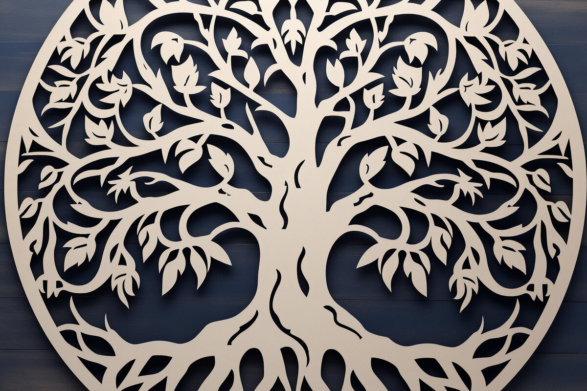 Σετ των 2 Intra απο ξύλο plywood 3mm-4mm πάχος – Αρχεία κοπής με λέιζερ Tree of Life Δίασταση  20x20 cm INTRAFABR-90816368