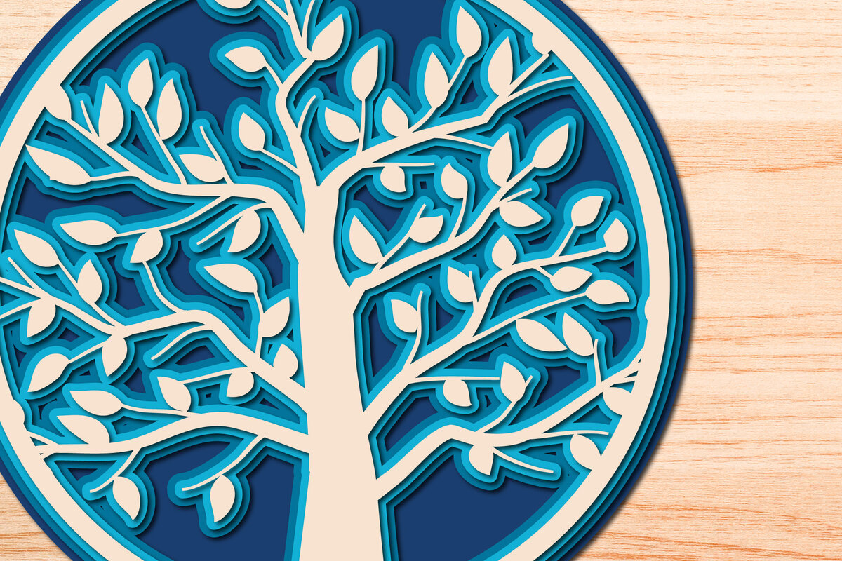 Σετ των 2 Intra απο ξύλο plywood 3mm-4mm πάχος – Δέντρο της Ζωής Δίασταση  20x20 cm INTRAFABR-26214811