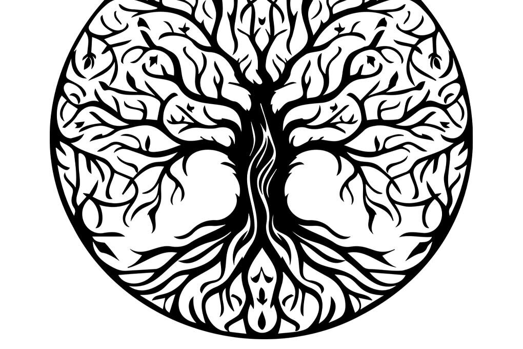 Σετ των 2 Intra απο ξύλο plywood 3mm-4mm πάχος – Δέντρο της ζωής διανυσματικό  αρχείου Δίασταση  20x20 cm INTRAFABR-81674295