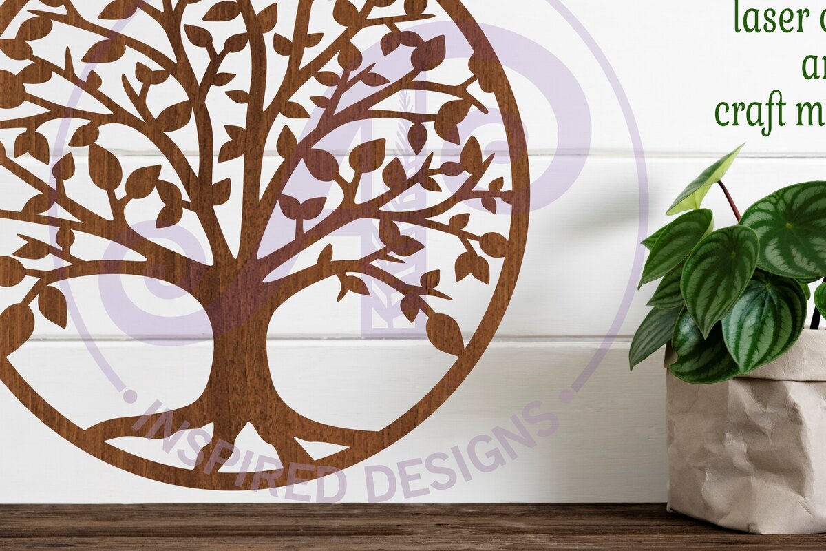 Σετ των 2 Intra απο ξύλο plywood 3mm-4mm πάχος – Δέντρο της ζωής Τοίχο Κόψιμο με λέιζερ Δίασταση  20x20 cm INTRAFABR-89800213