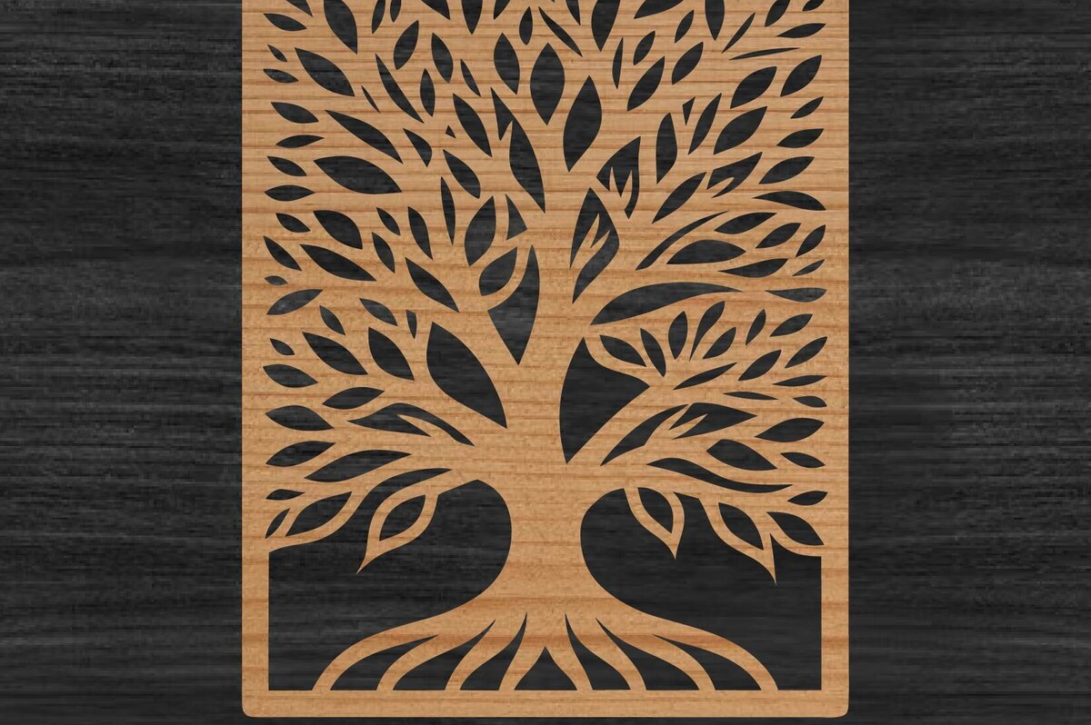 Σετ των 2 Intra απο ξύλο plywood 3mm-4mm πάχος – Αρχείο αποκοπής λέιζερ πάνελ δέντρου Δίασταση  20x20 cm INTRAFABR-109410859