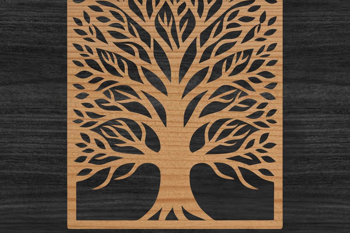 Σετ των 2 Intra απο ξύλο plywood 3mm-4mm πάχος – Αρχείο αποκοπής λέιζερ πάνελ δέντρου Δίασταση  20x20 cm INTRAFABR-109410890