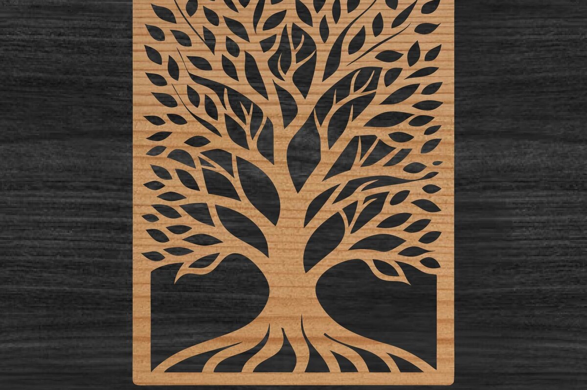 Σετ των 2 Intra απο ξύλο plywood 3mm-4mm πάχος – Αρχείο αποκοπής λέιζερ πάνελ δέντρου Δίασταση  20x20 cm INTRAFABR-109410789