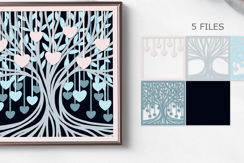 Σετ των 2 Intra απο ξύλο plywood 3mm-4mm πάχος – Κοπή χαρτιού δέντρου / Χαρτόκοψη δέντρου/ Laye Δίασταση  20x20 cm INTRAFABR-85927303