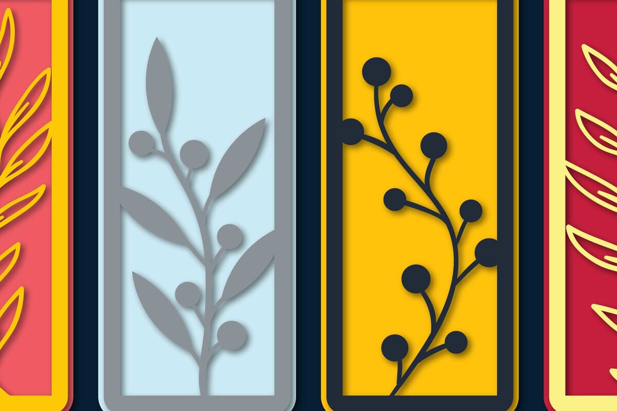 Σετ των 2 Intra απο ξύλο plywood 3mm-4mm πάχος – Πακέτο αρχείου σελιδοδείκτες Tree Papercut Δίασταση  20x20 cm INTRAFABR-71307239