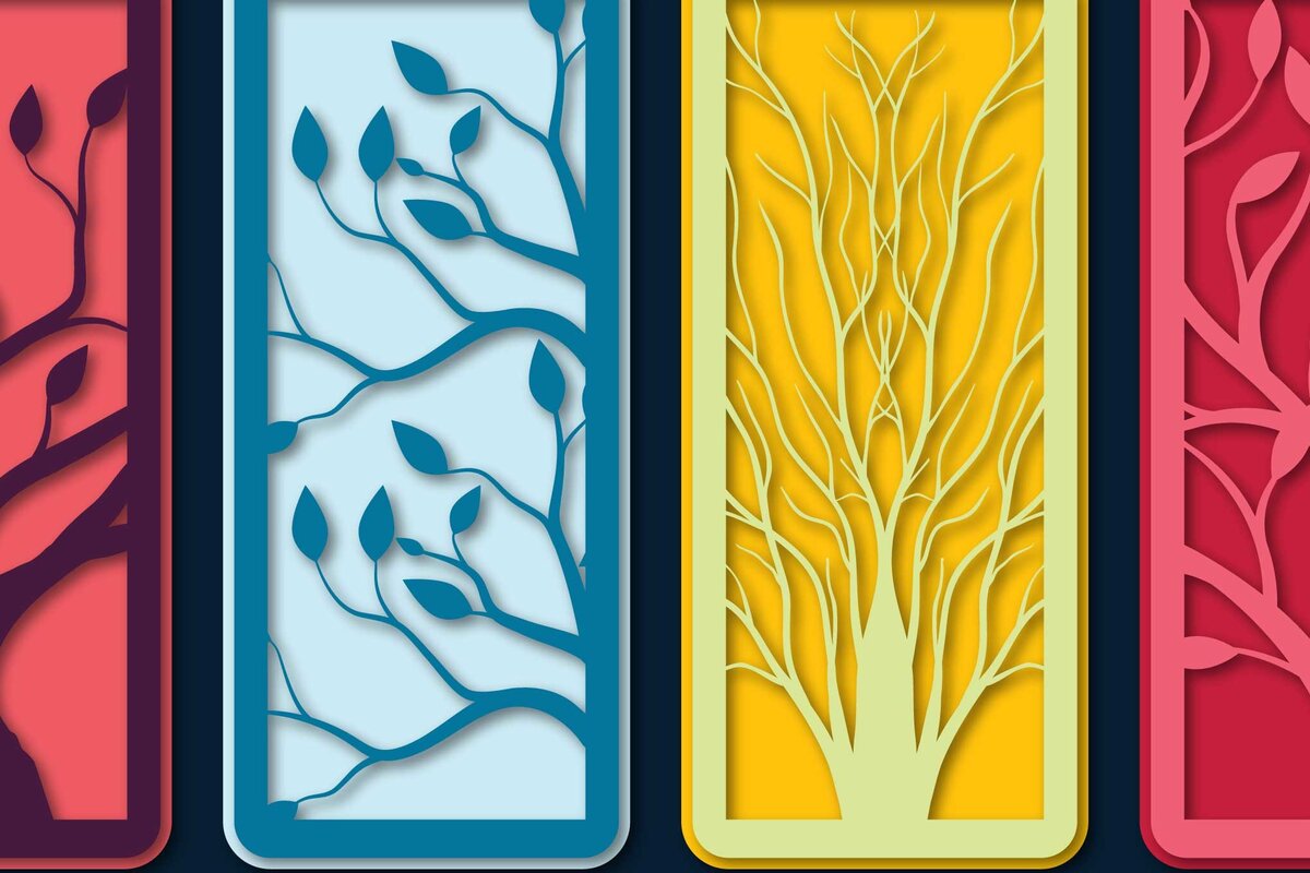 Σετ των 2 Intra απο ξύλο plywood 3mm-4mm πάχος – Πακέτο αρχείου σελιδοδείκτες Tree Papercut Δίασταση  20x20 cm INTRAFABR-71298223