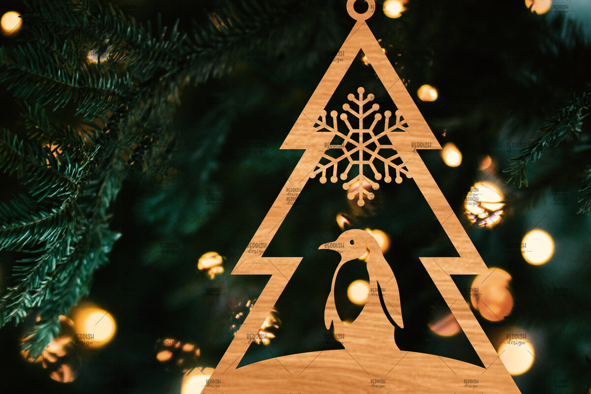 Σετ των 2 Intra απο ξύλο plywood 3mm-4mm πάχος – Χριστουγεννιάτικο στολίδι σε σχήμα δέντρου Δίασταση  20x20 cm INTRAFABR-107371211