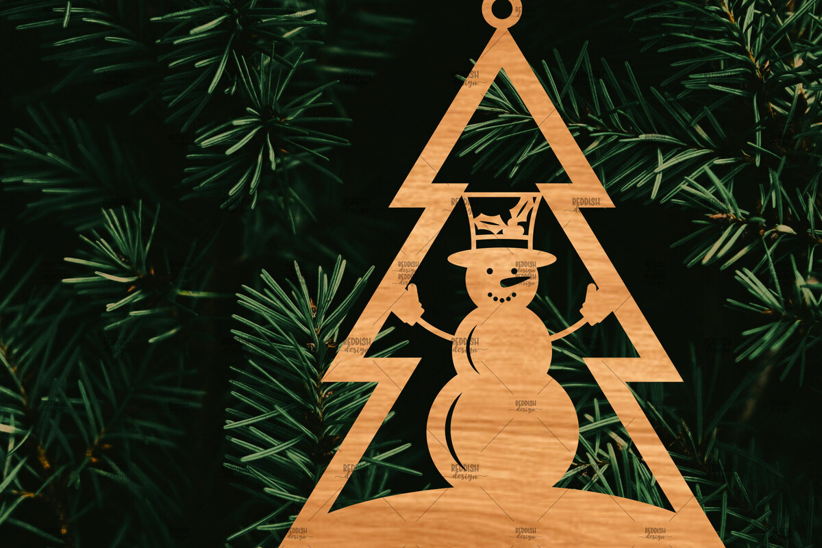 Σετ των 2 Intra απο ξύλο plywood 3mm-4mm πάχος – Χριστουγεννιάτικο στολίδι σε σχήμα δέντρου Δίασταση  20x20 cm INTRAFABR-107371327