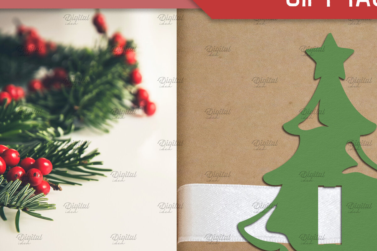 Σετ των 2 Intra απο ξύλο plywood 3mm-4mm πάχος – Δέντρο. Ετικέτα δώρου Χριστουγεννιάτικη κορδέλα Δίασταση  20x20 cm INTRAFABR-83081247