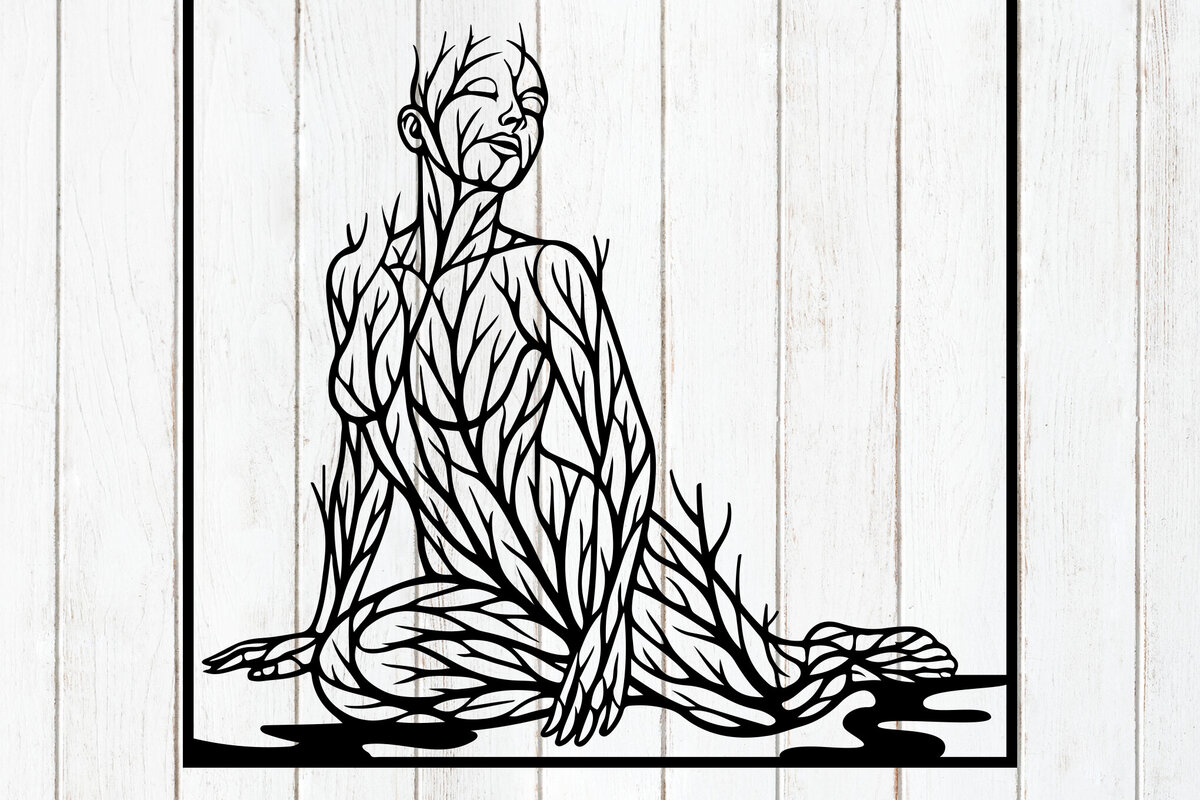 Intra απο ξύλο plywood 3mm-4mm πάχος – Τέχνη τοίχου σιλουέτας γυναίκας δέντρου Δίασταση  40x30 cm INTRAFABR-124400138