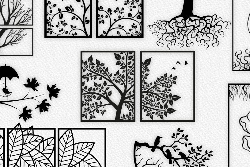 Intra απο ξύλο plywood 3mm-4mm πάχος – Δέντρα Art Decor Τοίχου Πακέτο κοπής με λέιζερ Δίασταση  40x30 cm INTRAFABR-34483649