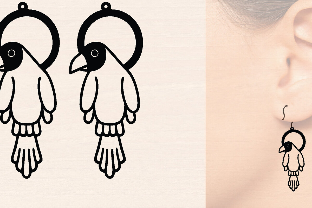 Σετ των 3 Intra απο ξύλο plywood 3mm-4mm πάχος – Μοντέρνα Ξύλινα Σκουλαρίκια Bird Δίασταση  5x5 cm INTRAFABR-117189826