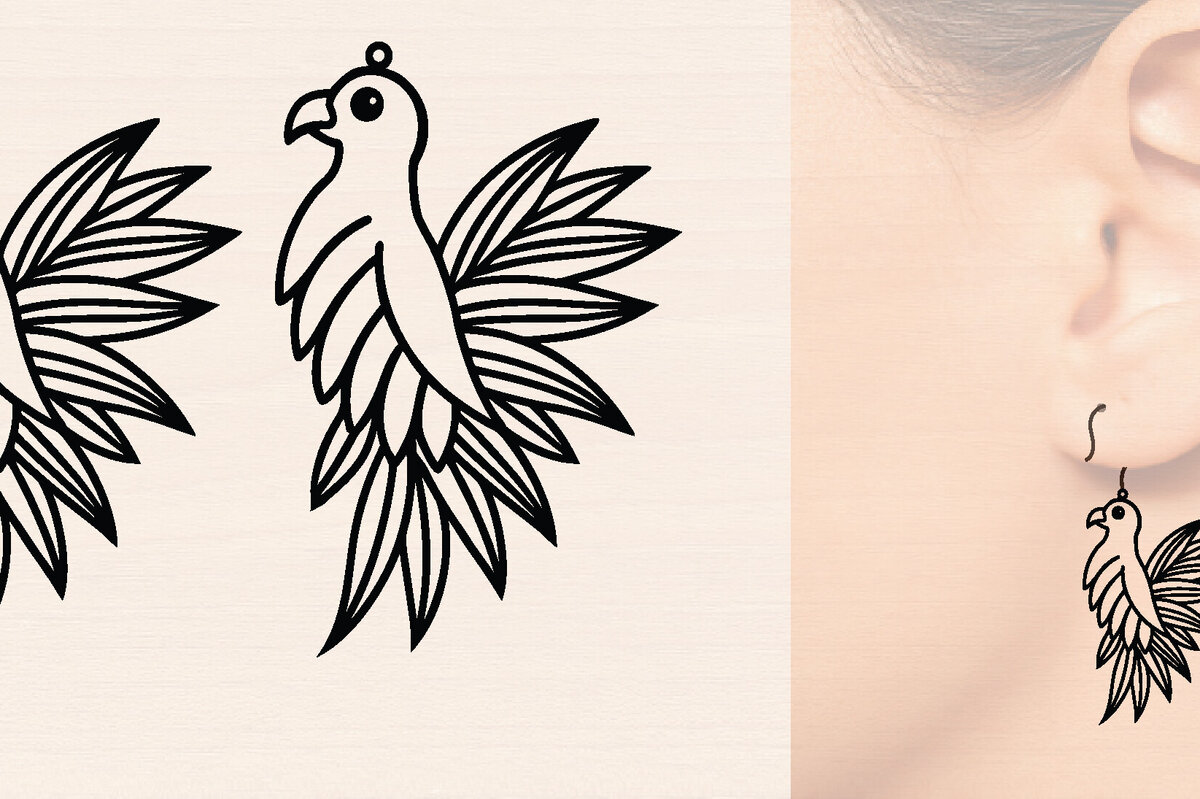 Σετ των 3 Intra απο ξύλο plywood 3mm-4mm πάχος – Μοντέρνα Ξύλινα Σκουλαρίκια Bird Δίασταση  5x5 cm INTRAFABR-117189128