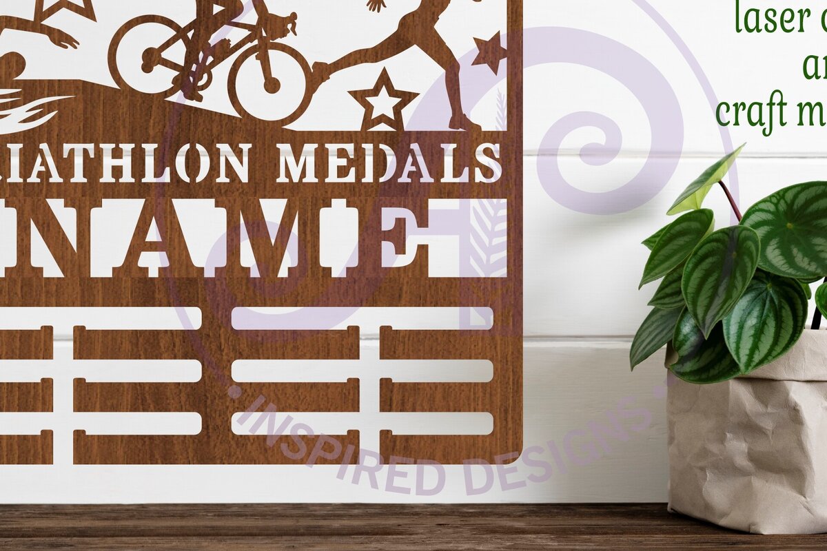 Σετ των 2 Intra απο ξύλο plywood 3mm-4mm πάχος – Όνομα κατόχου μεταλλίου Τριάθλου Γυναίκα Δίασταση  20x20 cm INTRAFABR-83986260