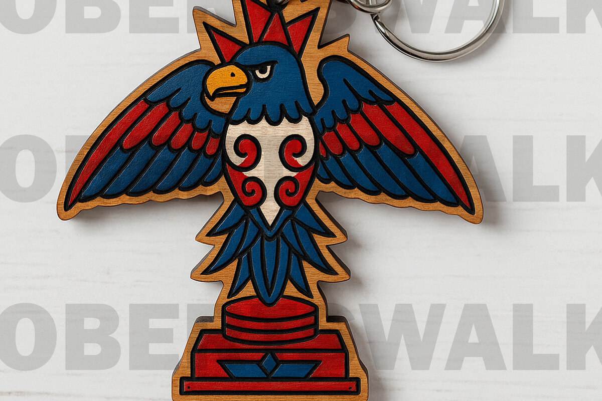 Σετ των 3 Intra απο ξύλο plywood 3mm-4mm πάχος – Μπρελόκ Tribal Eagle Δίασταση  5x5 cm INTRAFABR-122268469