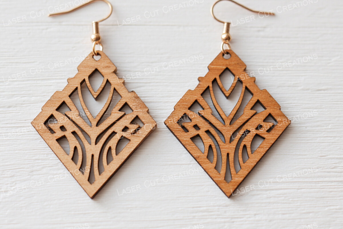 Σετ των 3 Intra απο ξύλο plywood 3mm-4mm πάχος – Tribal γεωμετρικά σκουλαρίκια Δίασταση  5x5 cm INTRAFABR-124910541