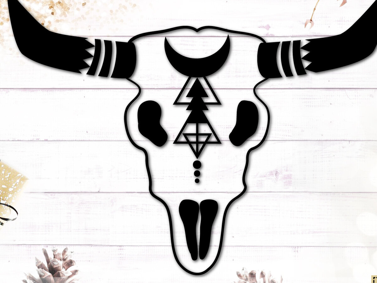 Σετ των 2 Intra απο ξύλο plywood 3mm-4mm πάχος – Περίγραμμα Tribal Skull Δίασταση  20x20 cm INTRAFABR-117745924