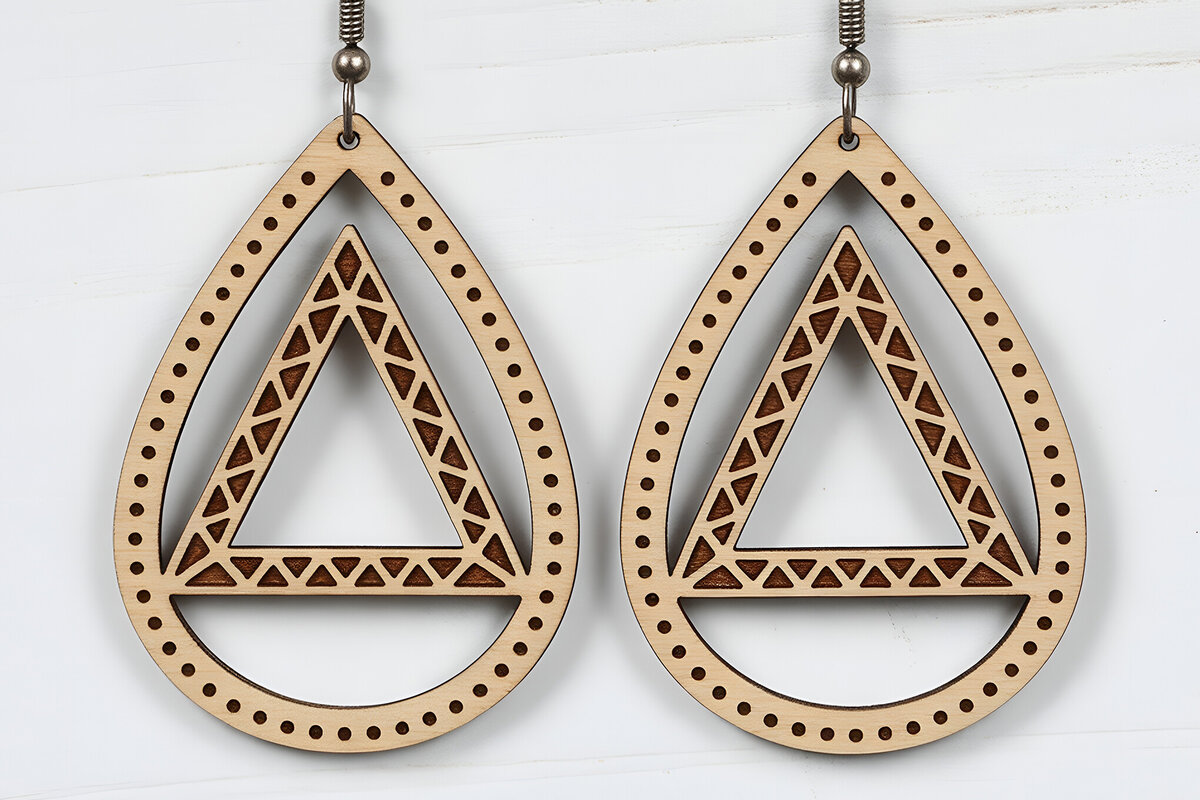 Σετ των 3 Intra απο ξύλο plywood 3mm-4mm πάχος – Tribal Triangle Teardrop Earrings Δίασταση  5x5 cm INTRAFABR-121542479
