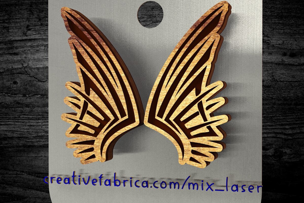 Σετ των 3 Intra απο ξύλο plywood 3mm-4mm πάχος – Tribal Wing Stud Earrings Δίασταση  5x5 cm INTRAFABR-122115792